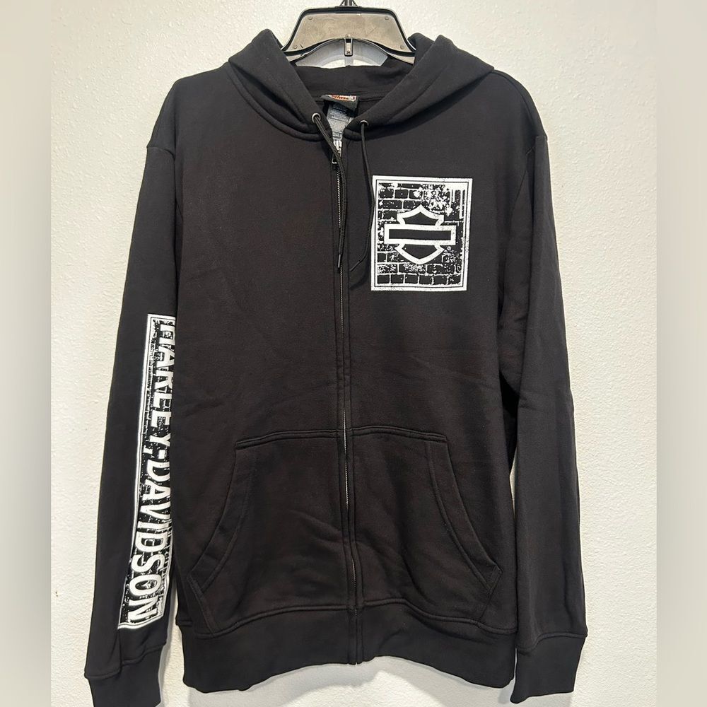Harley-Davidson Black Zip Up Hoodie with Logo Large NWOT